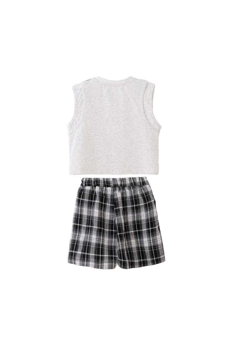 Fish Plaid Set, Alternate, color, Grey