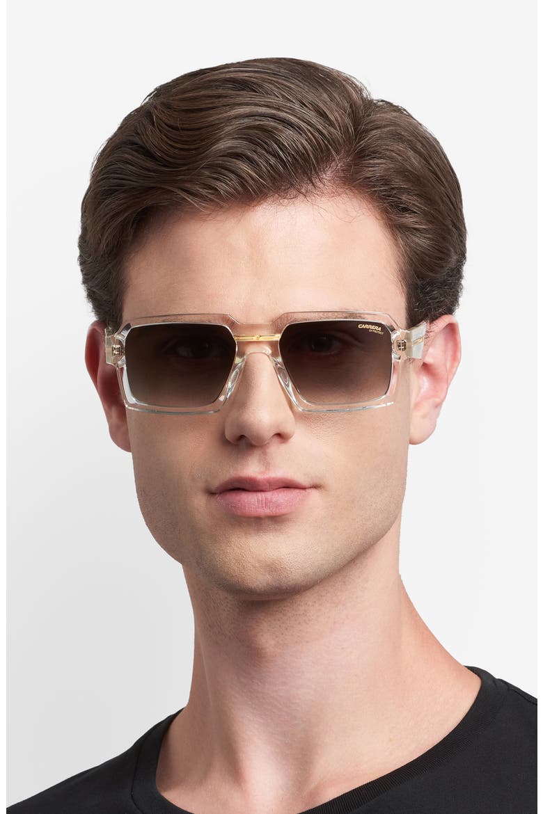 Victory C 55mm Rectangular Sunglasses, Alternate, color, CRYSTAL GOLD/ GREEN