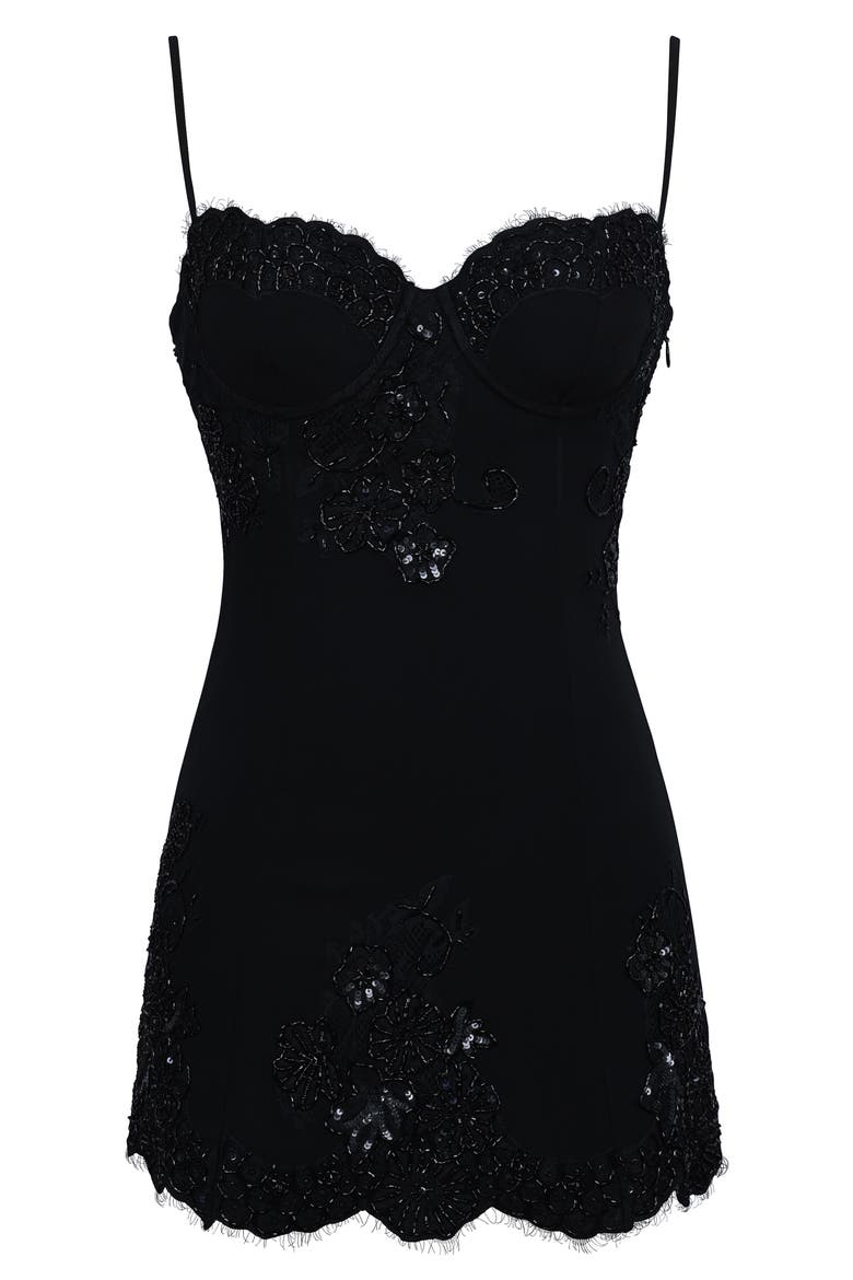 Soraya Beaded Georgette Minidress, Alternate, color, BLACK