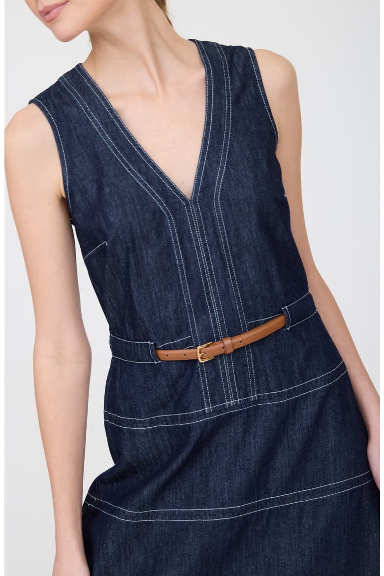 Contrast Stitch Sleeveless Cotton Blend Denim Dress, Alternate, color, DENIM