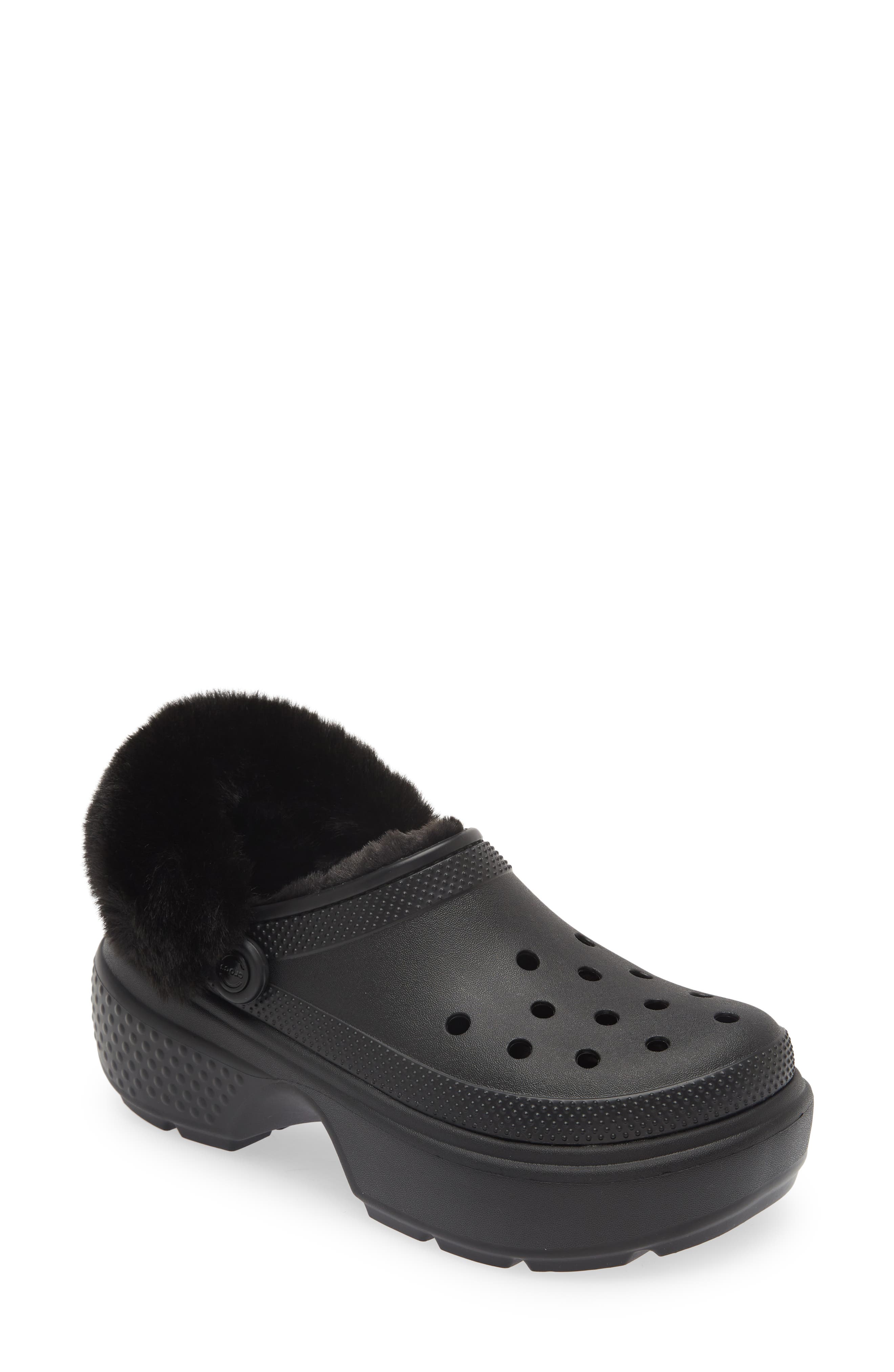 CROCS Stomp Faux Fur Platform Clog, Main, color, 