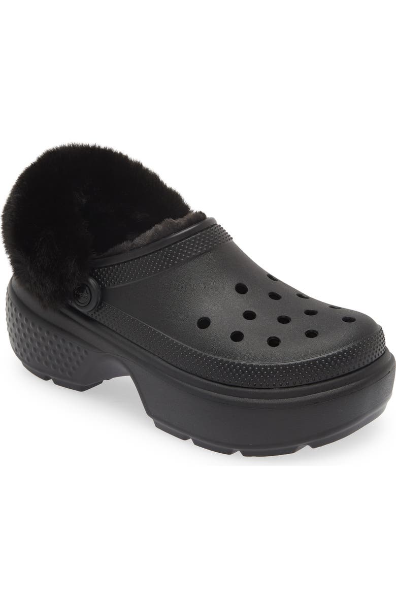 CROCS Stomp Faux Fur Platform Clog, Main, color,