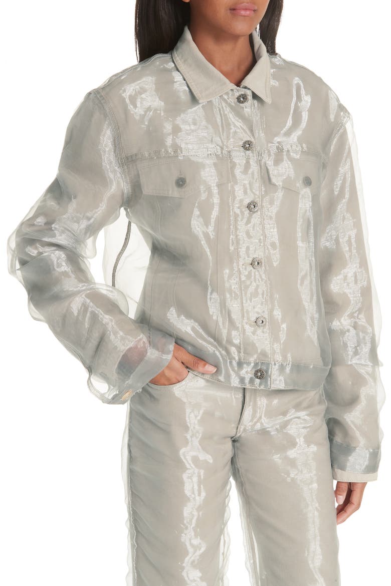 Organza Denim Jacket, Alternate, color, SAND