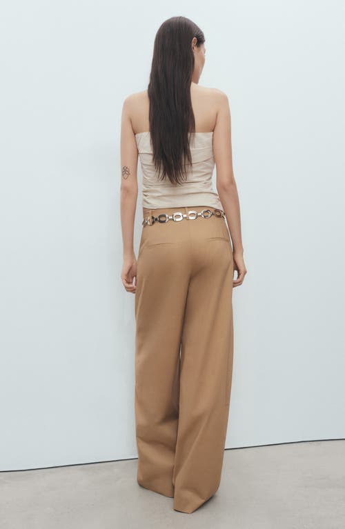 Mango Stretch Cotton Wide Leg Pants In Brown