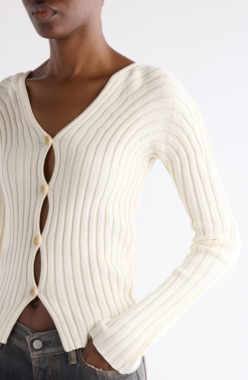 Acne Studios Kluid Cotton Rib Cardigan In White
