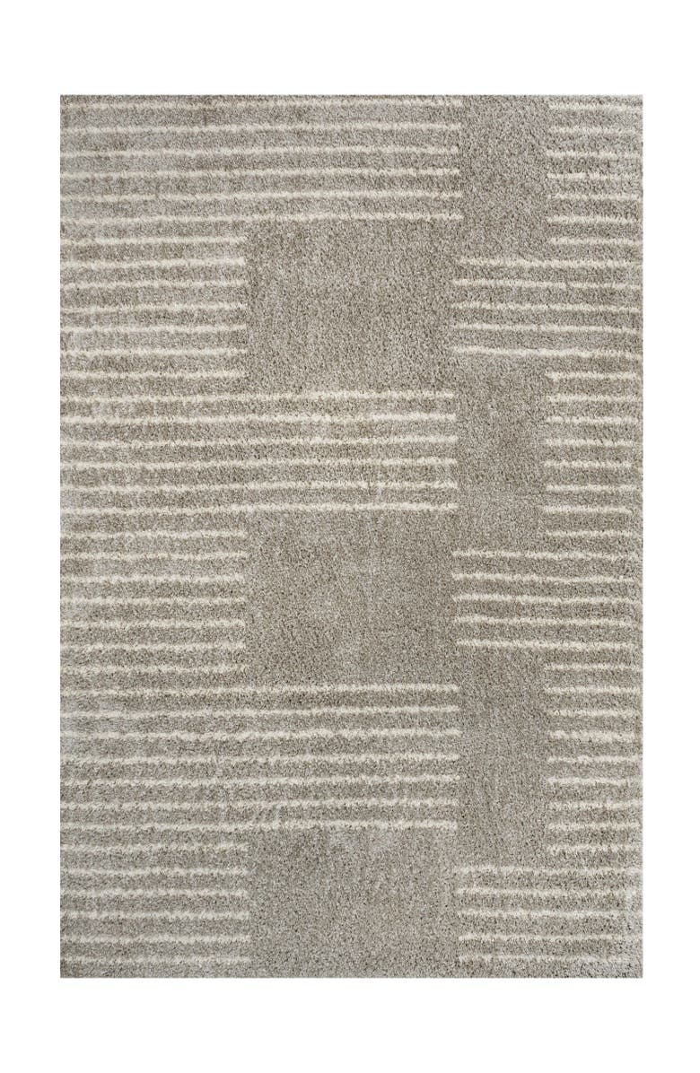 JONATHAN Y Petra Abstract Stripe Geometric Shag Area Rug, Alternate, color, Gray/Ivory