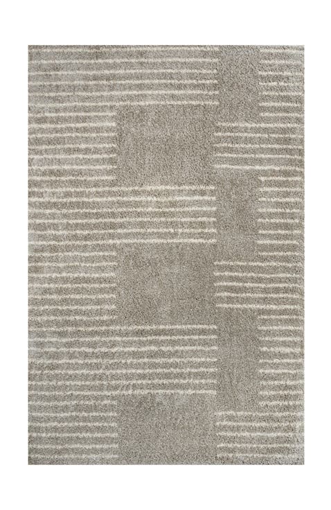 Petra Abstract Stripe Geometric Shag Area Rug