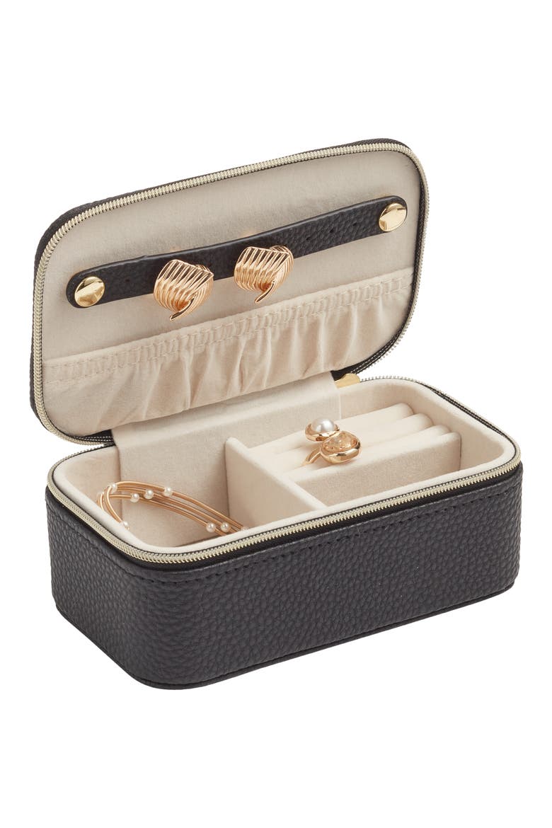 Rectangle Zip Jewelry Box, Alternate, color, CHOCOLATE TEXTURE