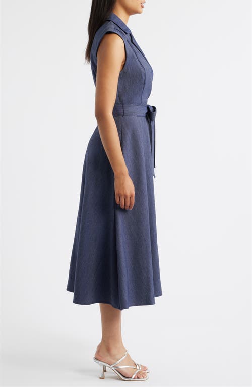Julia Jordan Sleeveless Faux Wrap Midi Dress In Blue