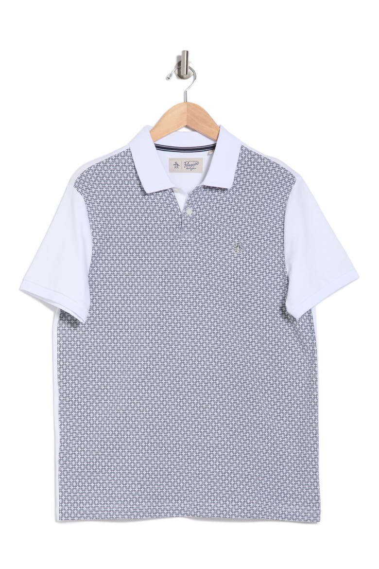 Jacquard Front Cotton Jersey Polo, Alternate, color, BRIGHT WHITE