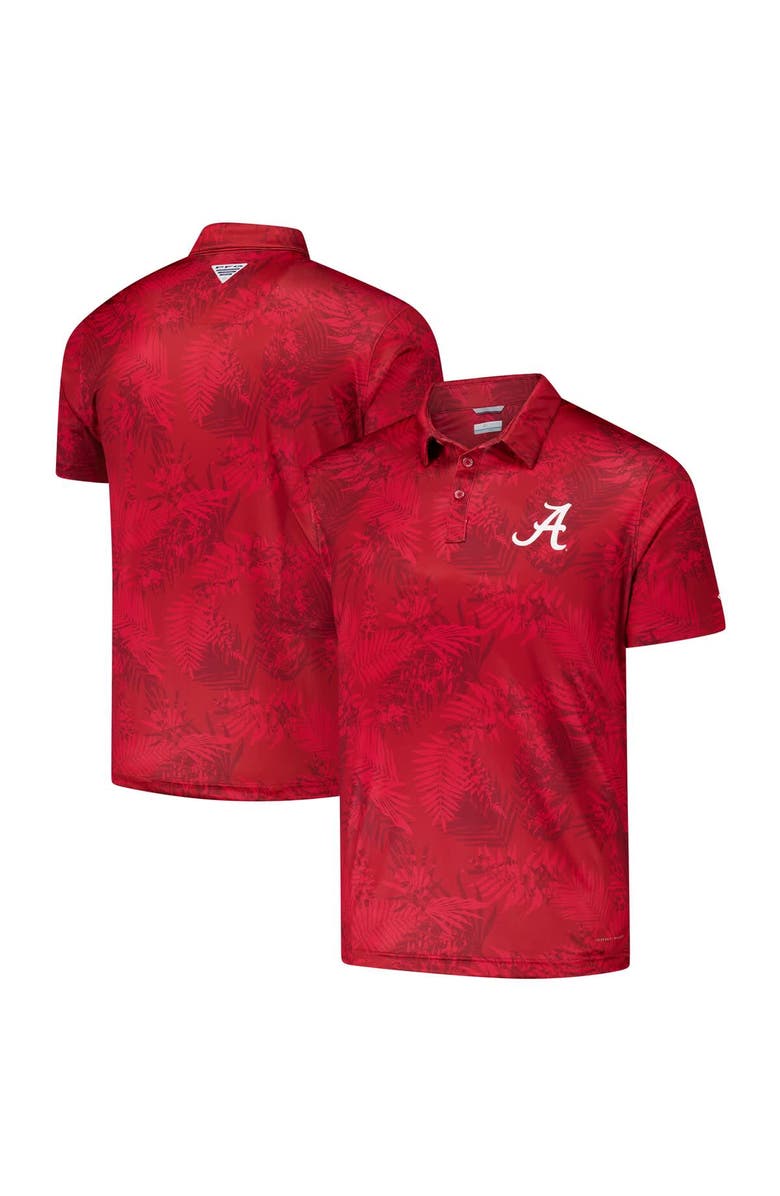 Columbia Men's Columbia Crimson Alabama Crimson Tide PFG Super Terminal Tackle<sup>™</sup> Omni-Shade<sup>™</sup> Bangalows Polo, Alternate, color, Crimson