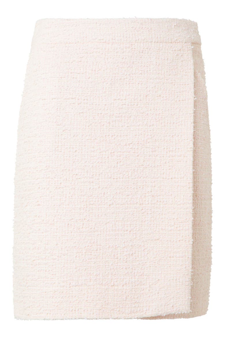 Bouclé Tweed Faux Wrap Skirt, Alternate, color, PALE PINK-CREAM