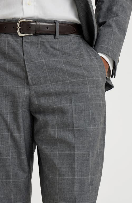 Brunello Cucinelli Check-pattern Wool Trousers In Gray