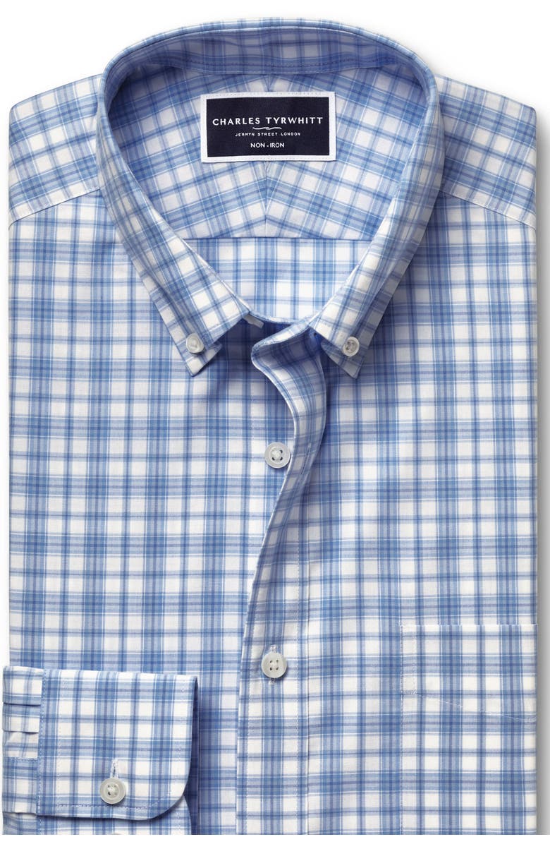 Charles Tyrwhitt Non-Iron Stretch Check Shirt, Alternate, color, Cornflower Blue