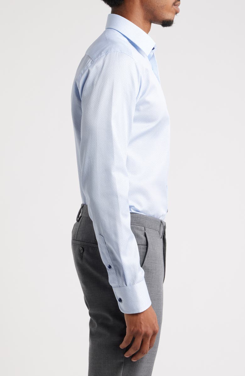 David Donahue Slim Fit Micro Print Dress Shirt, Alternate, color, Sky