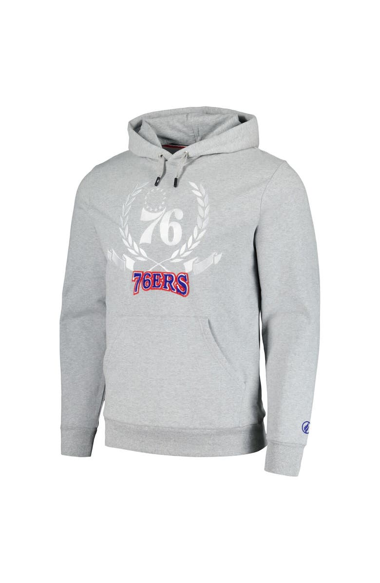FISLL Unisex FISLL Heather Gray Philadelphia 76ers Heritage Crest Pullover Hoodie, Alternate, color, 