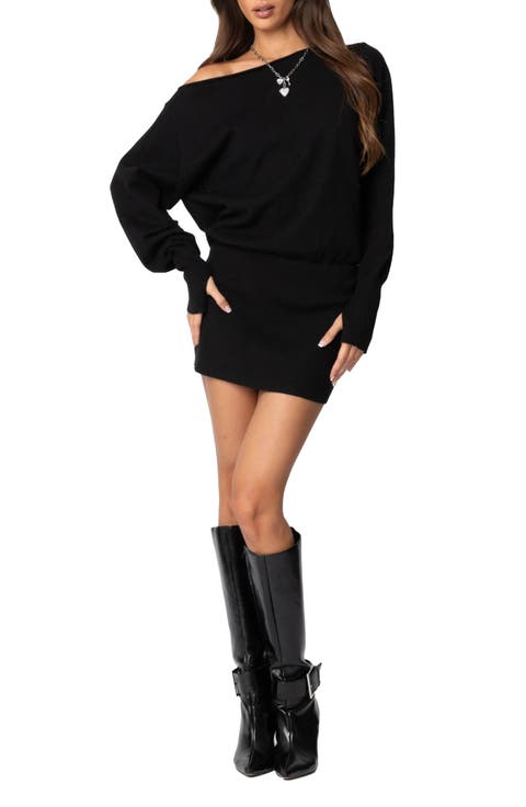 Eve Off the Shoulder Long Sleeve Knit Minidress