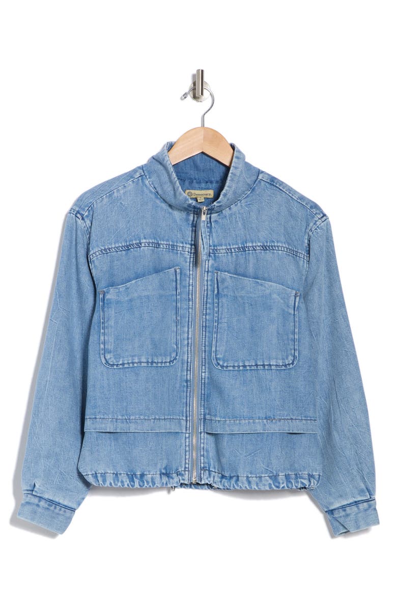 Democracy Double Layer Denim Bomber Jacket, Alternate, color,
