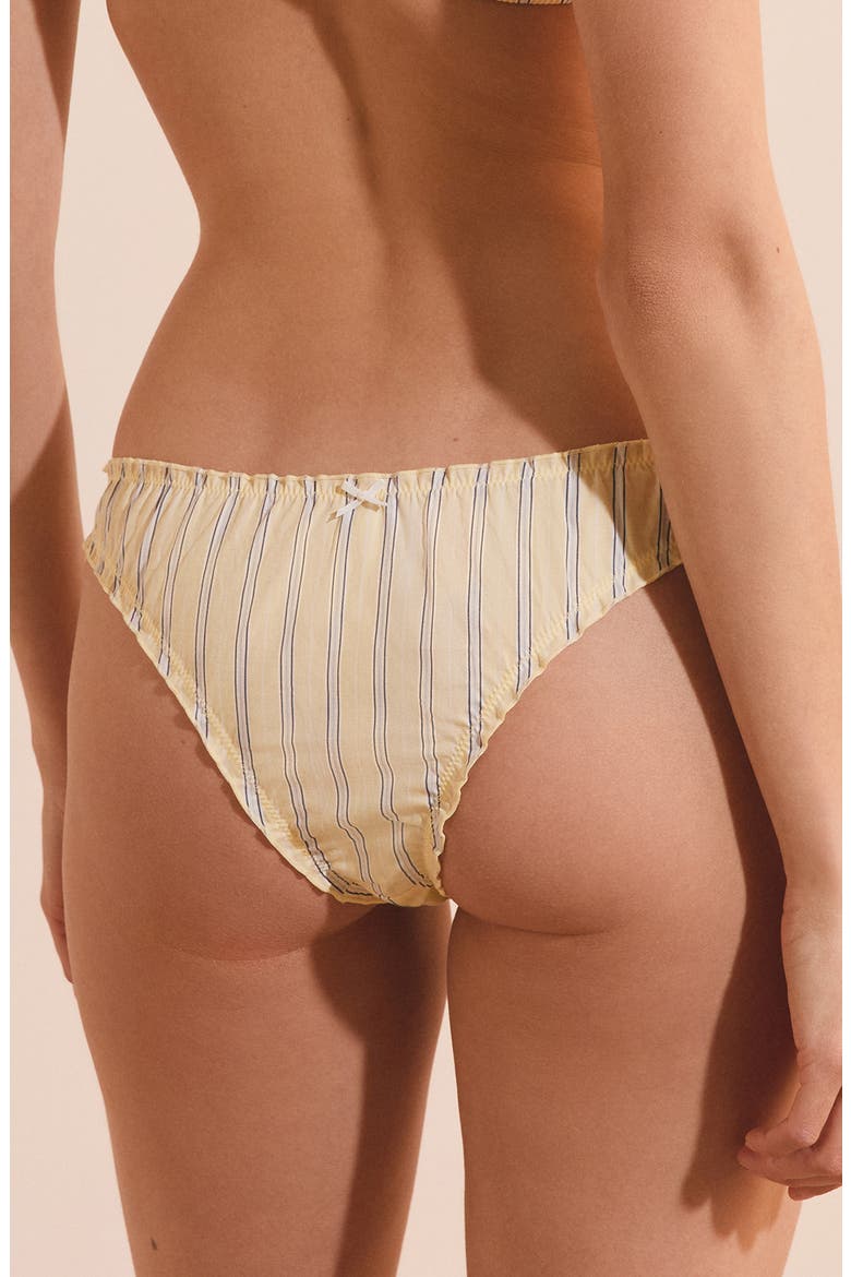 Benicio Striped Cotton Brazilian Panties, Alternate, color, VANILLE