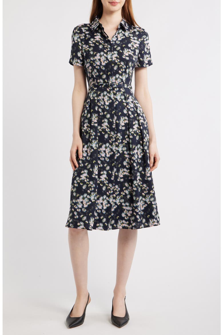 Floral Print Shirtdress, Main, color, NAVY/ PINK MULTI