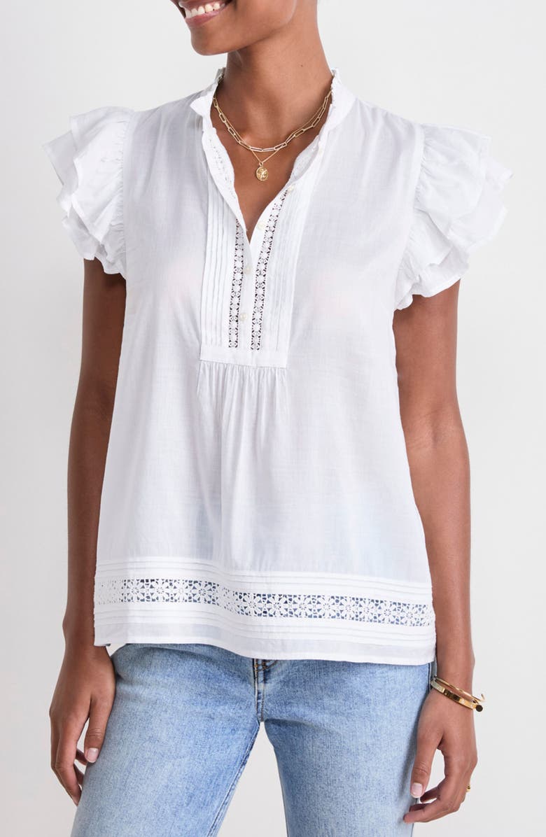 vineyard vines Print Ruffle Sleeve Top, Main, color, 