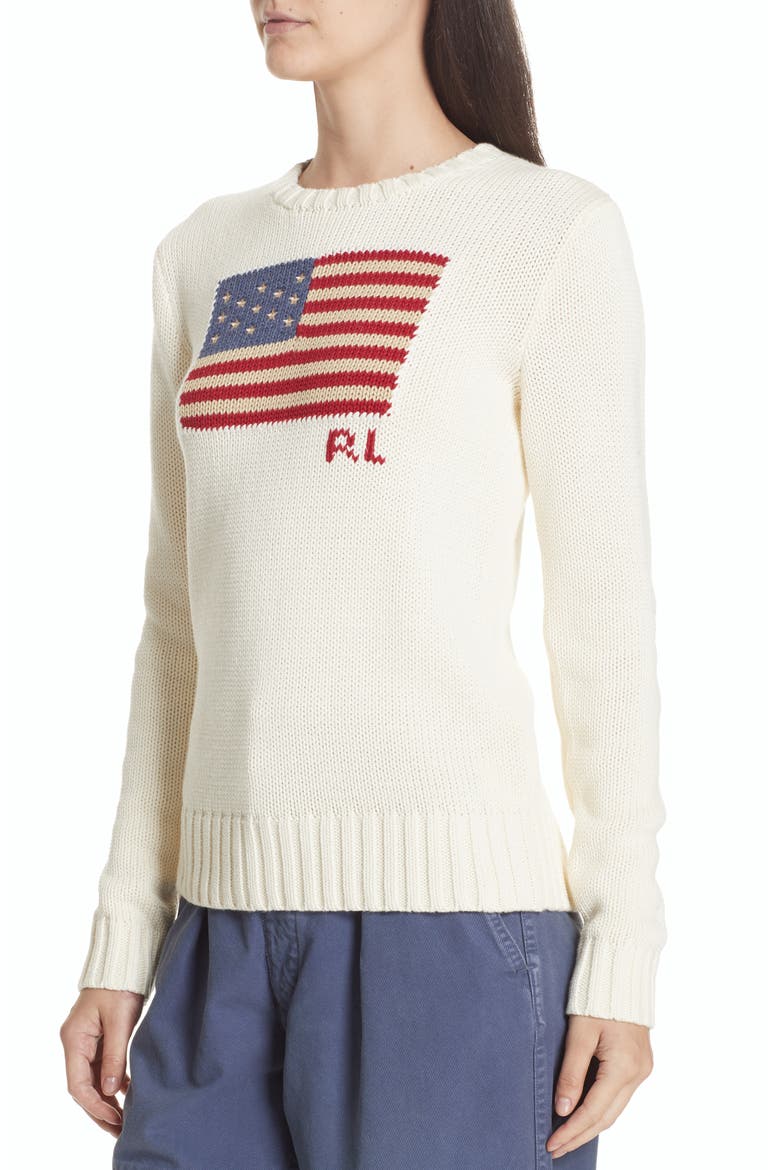 Flag Sweater, Alternate, color, CREAM MULTI