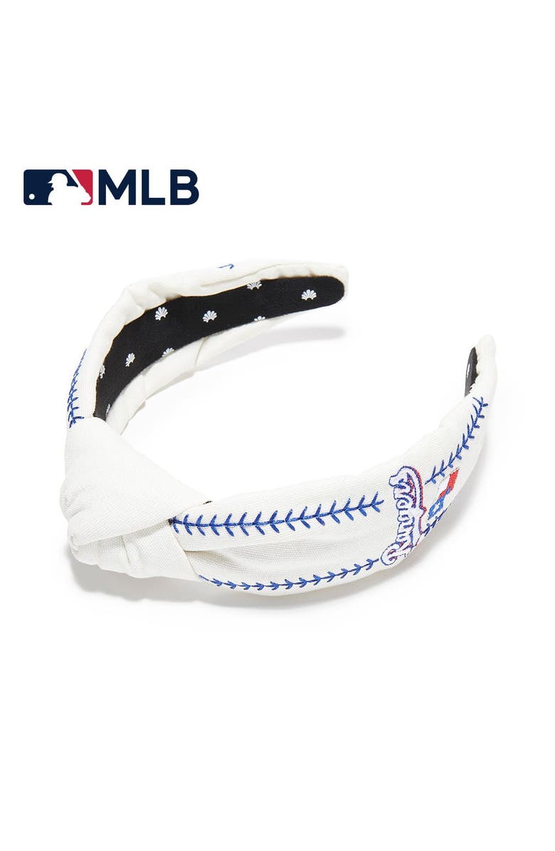 Lele Sadoughi MLB Texas Rangers Embroidered Headband, Main, color, Ivory 100