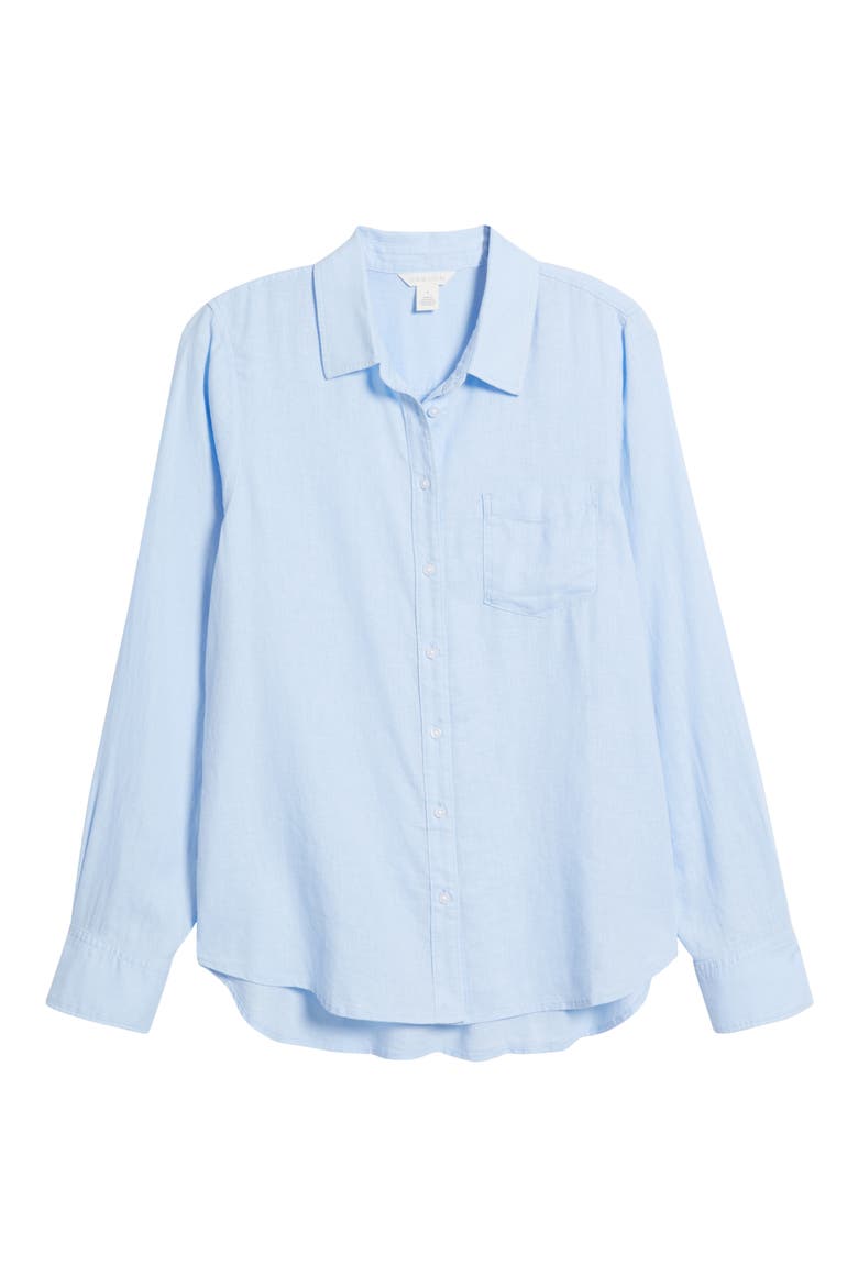 Linen Blend Button-Up Shirt, Alternate, color, BLUE WINDSURFER