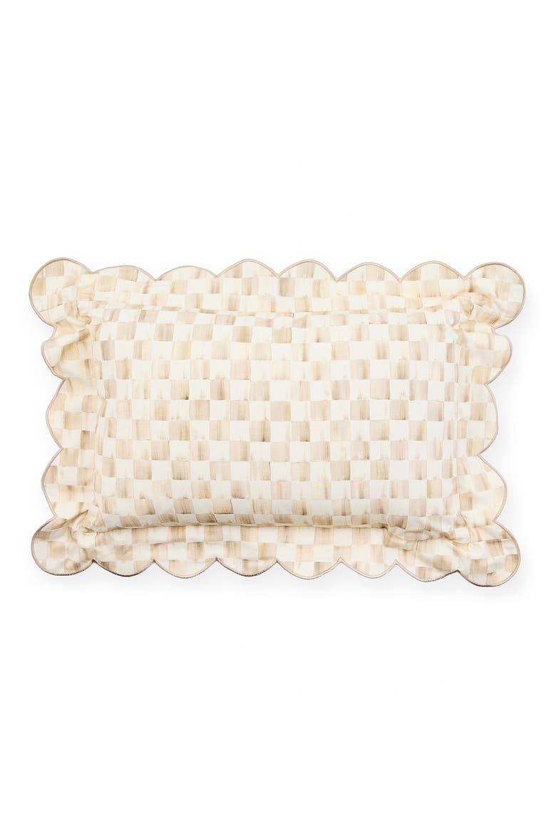 Check Reversible Scallop Lumbar Pillow, Main, color, MOCHA