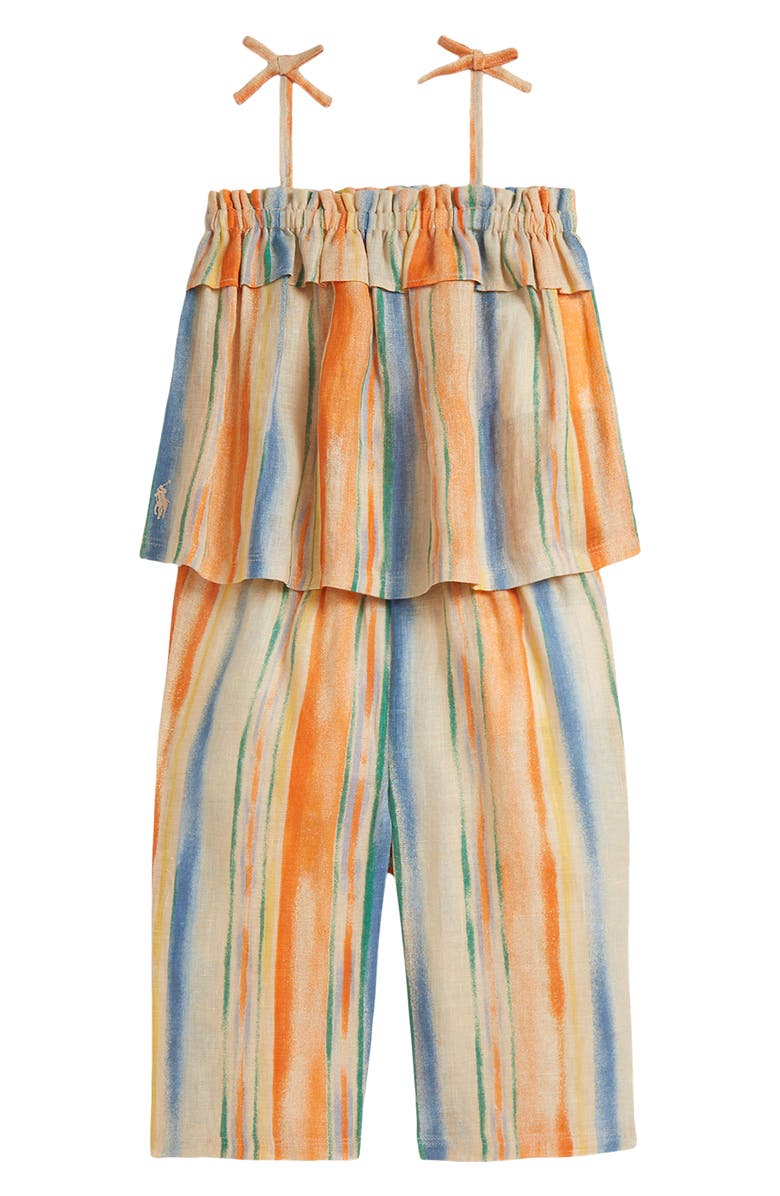 Ralph Lauren Stripe Linen Top & Pants, Main, color, Kona Painterly Stripe