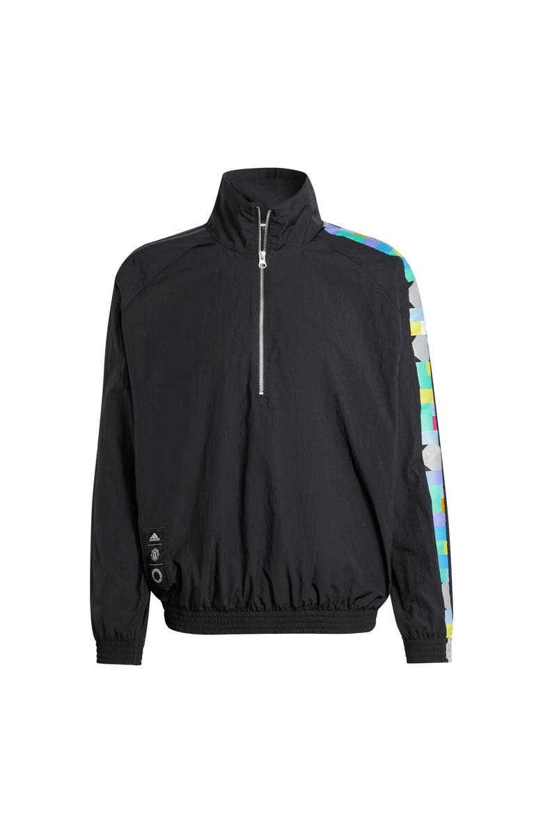 adidas Men's adidas Black Peter Saville x Manchester United Half-Zip Pullover Jacket, Main, color, Black