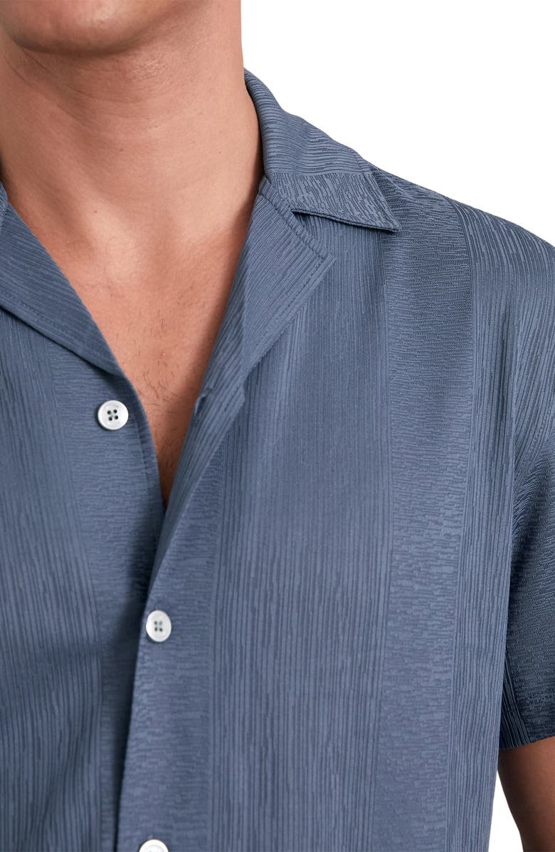 Reiss Ando Texture Stripe Camp Shirt, Alternate, color, Airforce Blue