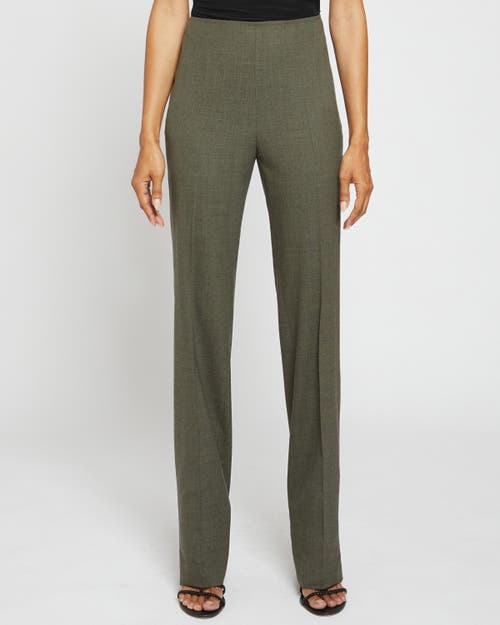 Santorelli Sofia Straight-leg Stretch Wool Pants In Deep Sage