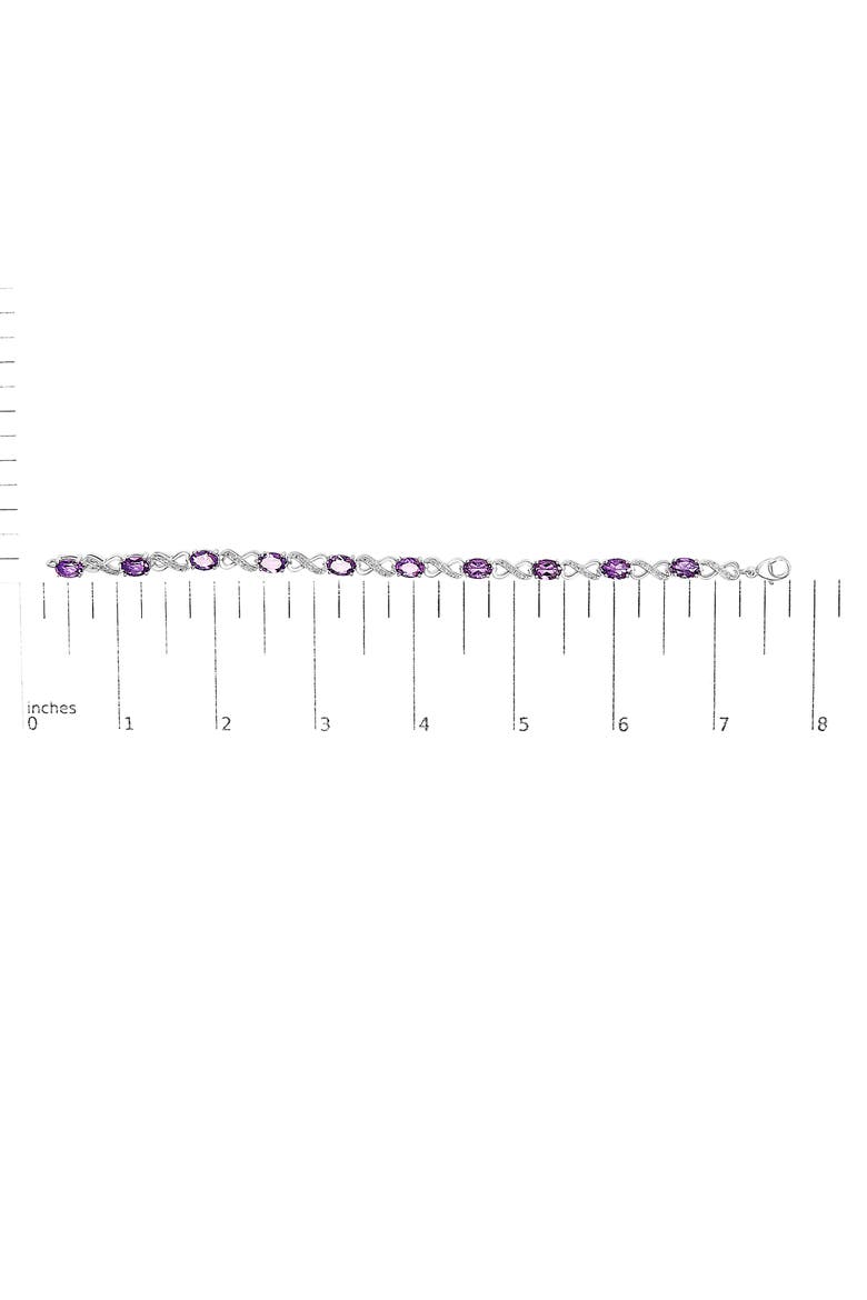 Silver Oval Purple Amethyst and Diamond Infinity Link Bracelet, Alternate, color, White