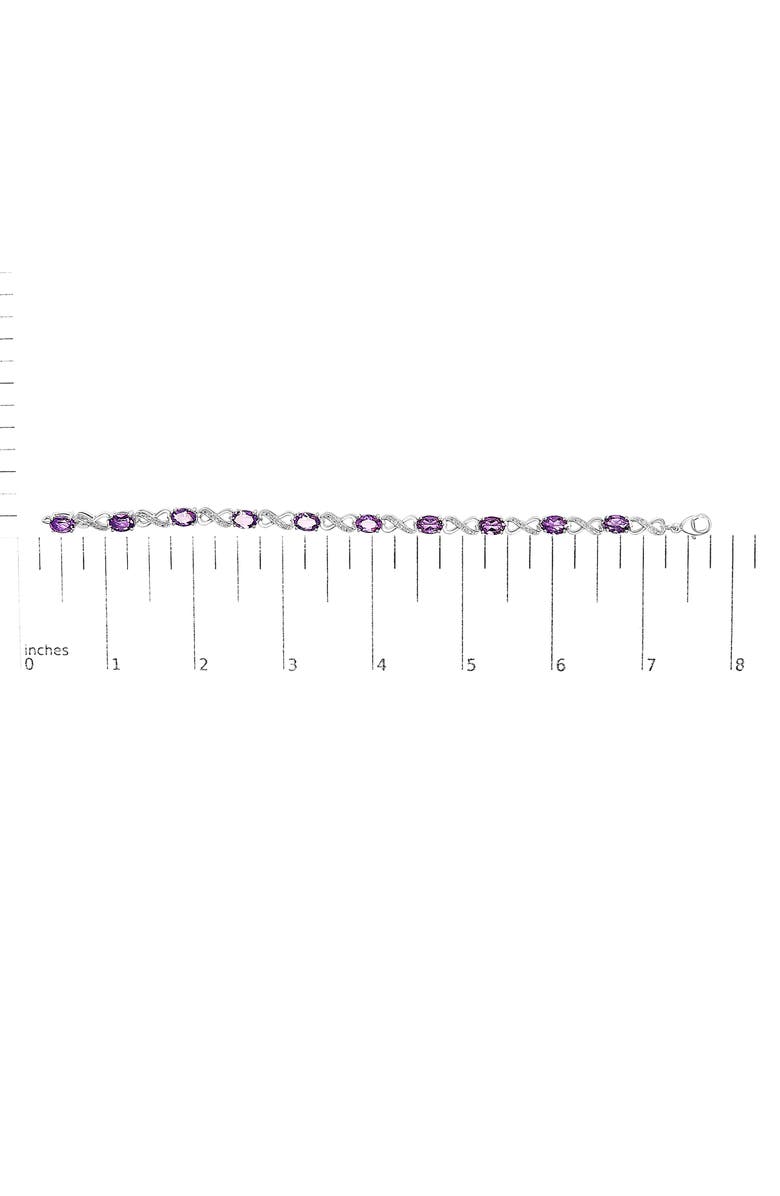 Haus of Brilliance Silver Oval Purple Amethyst and Diamond Infinity Link Bracelet, Alternate, color, White