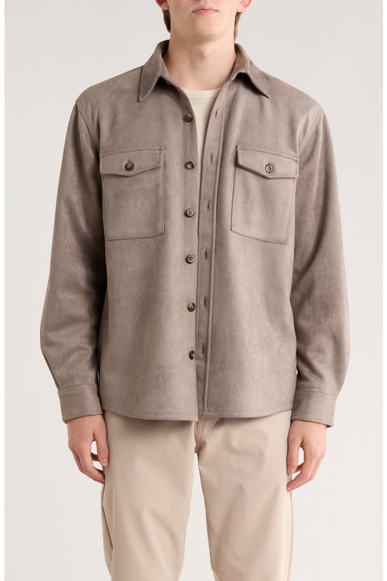 Faux Suede Shirt Jacket, Main, color, TAUPE