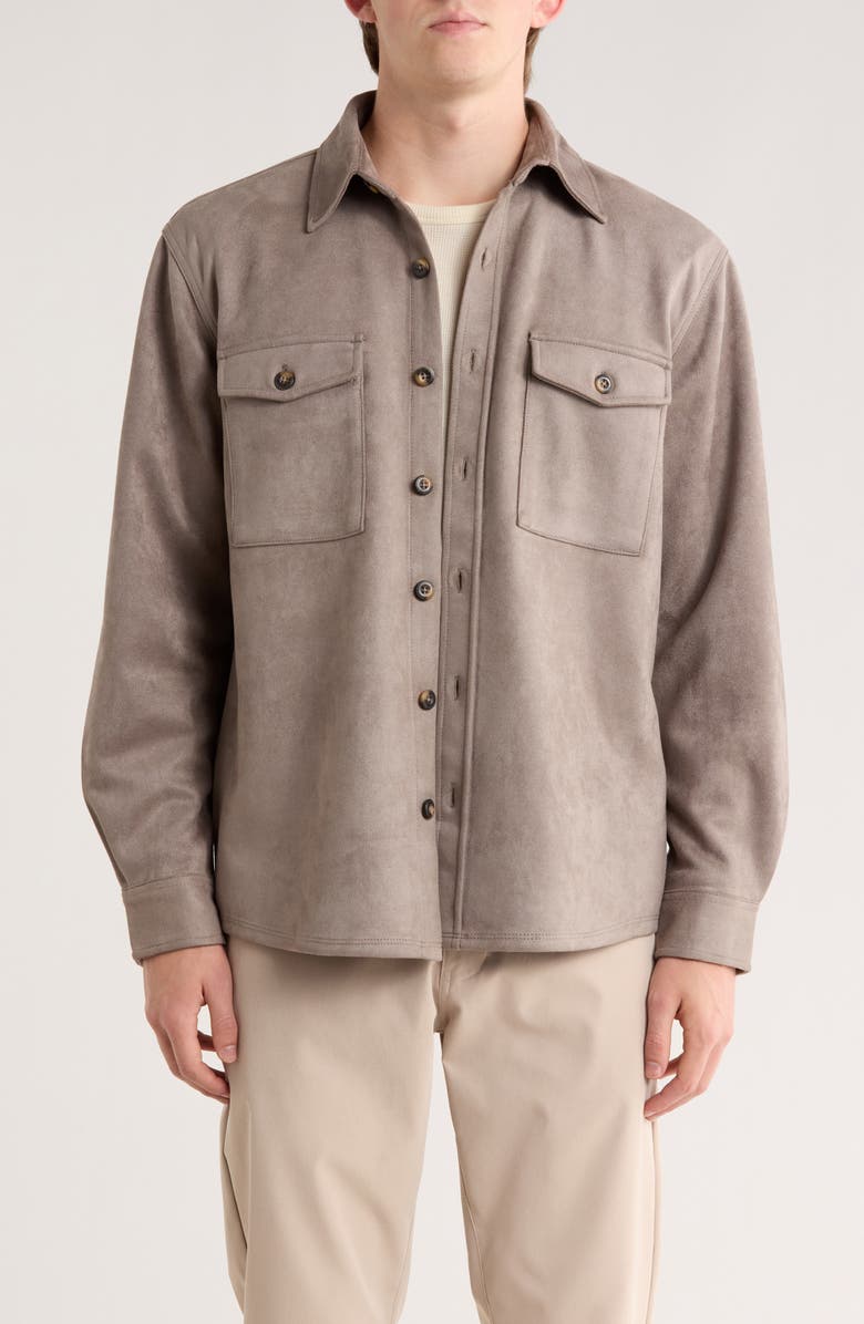 Vintage 1946 Faux Suede Shirt Jacket, Main, color, Taupe