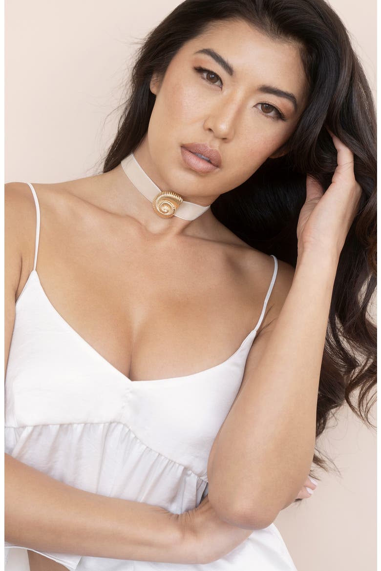 Swirl Shell Choker Necklace, Alternate, color, BEIGE