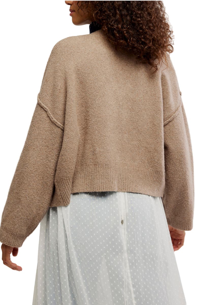 Free People Cool of the Night Cardigan, Alternate, color, Mocha Melange