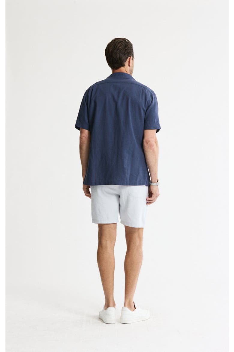 Linen Blend Short Sleeve Camp Shirt, Alternate, color, Indigo