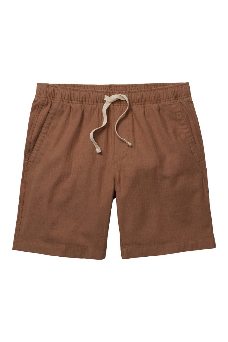 Nomad Drawstring Cotton & Linen Shorts, Alternate, color, RUSSET HERRINGBONE