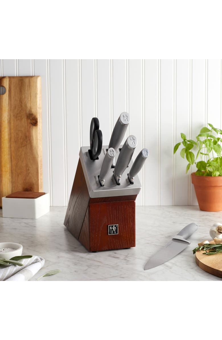 HENCKELS CUTLERY Modernist 7-Piece Stainless Steel Block Set, Alternate, color, Stainless Steel