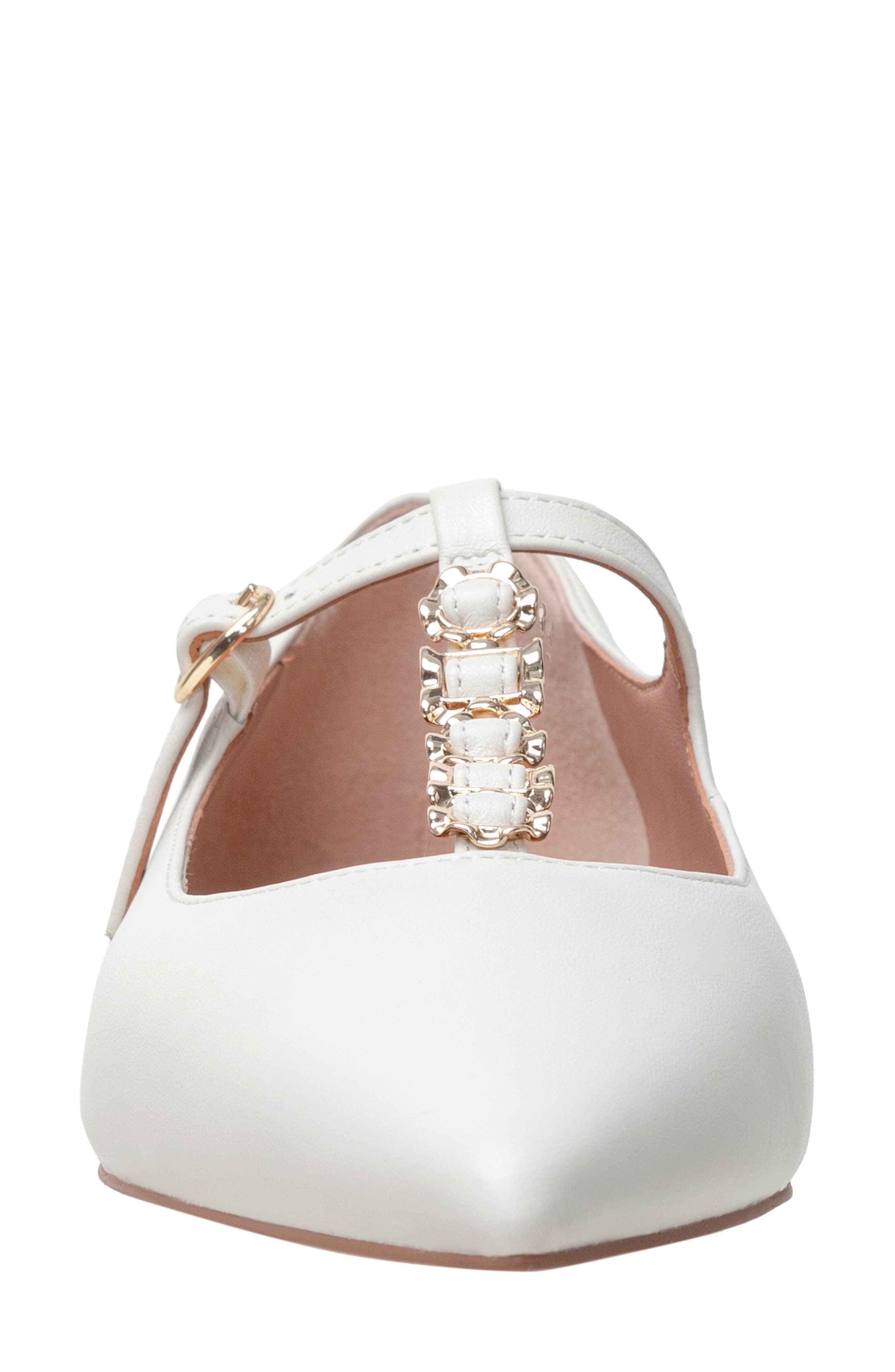 Linea Paolo Corinne Pointed Toe T-Strap Flat, Alternate, color, Ivory