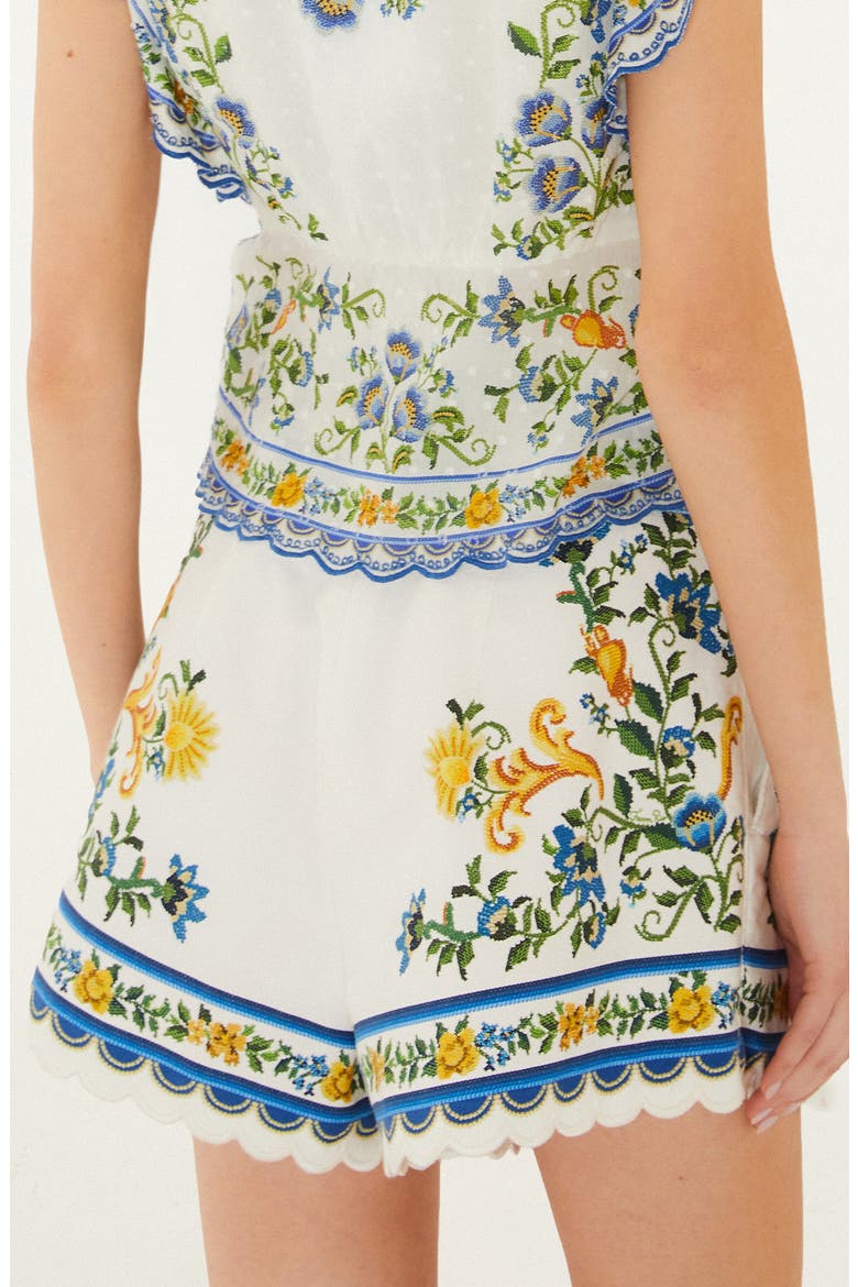 Emily Floral Tapestry Cotton Shorts, Alternate, color, OFF-WHITE