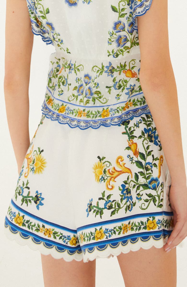 FARM Rio Emily Floral Tapestry Cotton Shorts, Alternate, color, Off-White