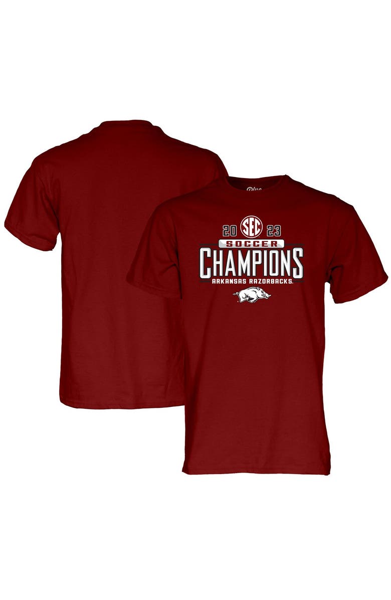 BLUE 84 Unisex Blue 84  Cardinal Arkansas Razorbacks 2023 SEC Women's Soccer Regular Season Champions Locker Room T-Shirt, Alternate, color, 