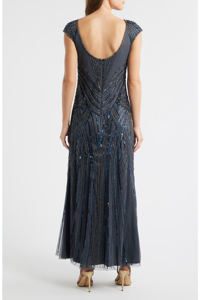 Embellished Cap Sleeve Gown, Alternate, color, SMOKE