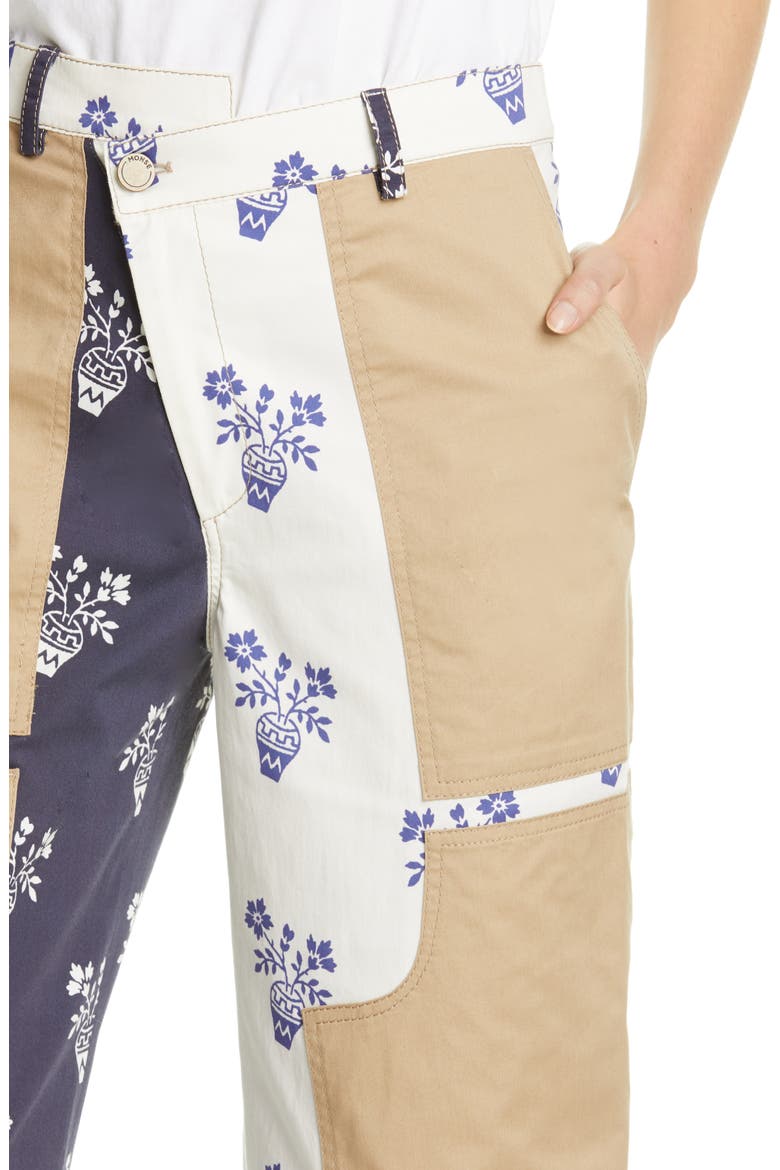 Flower Pot Patchwork Denim Crop Pants, Alternate, color, MIDNIGHT LINEN