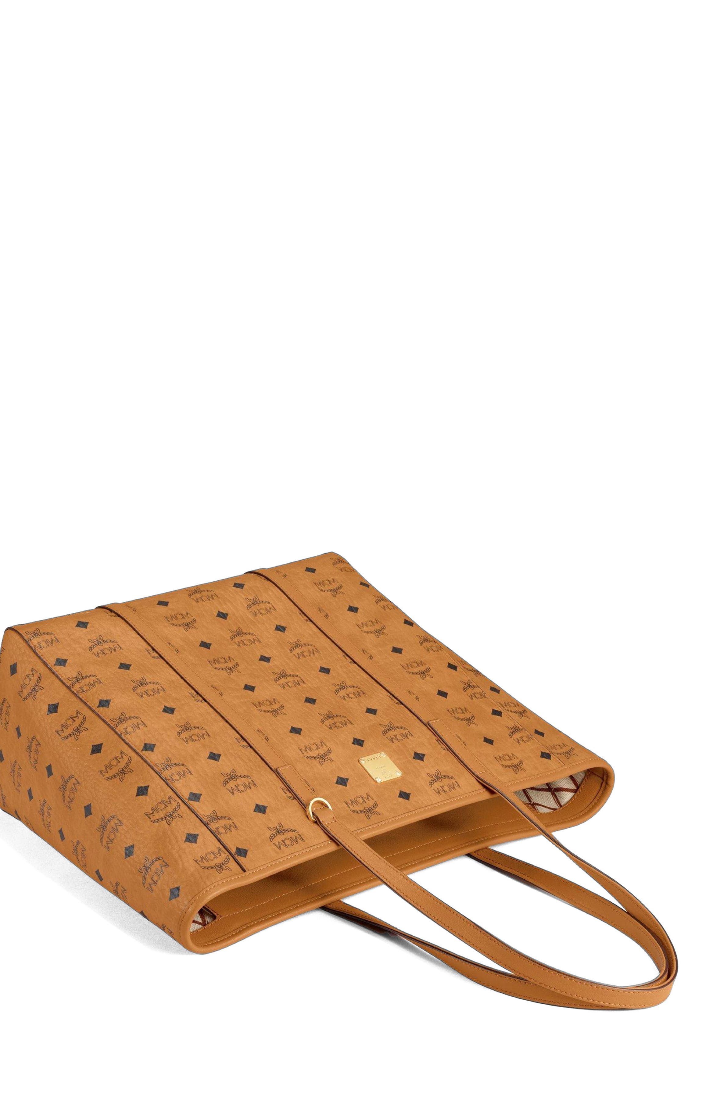 MCM Medium Toni Top-Zip Shopper in Visetos, Alternate, color, Brown