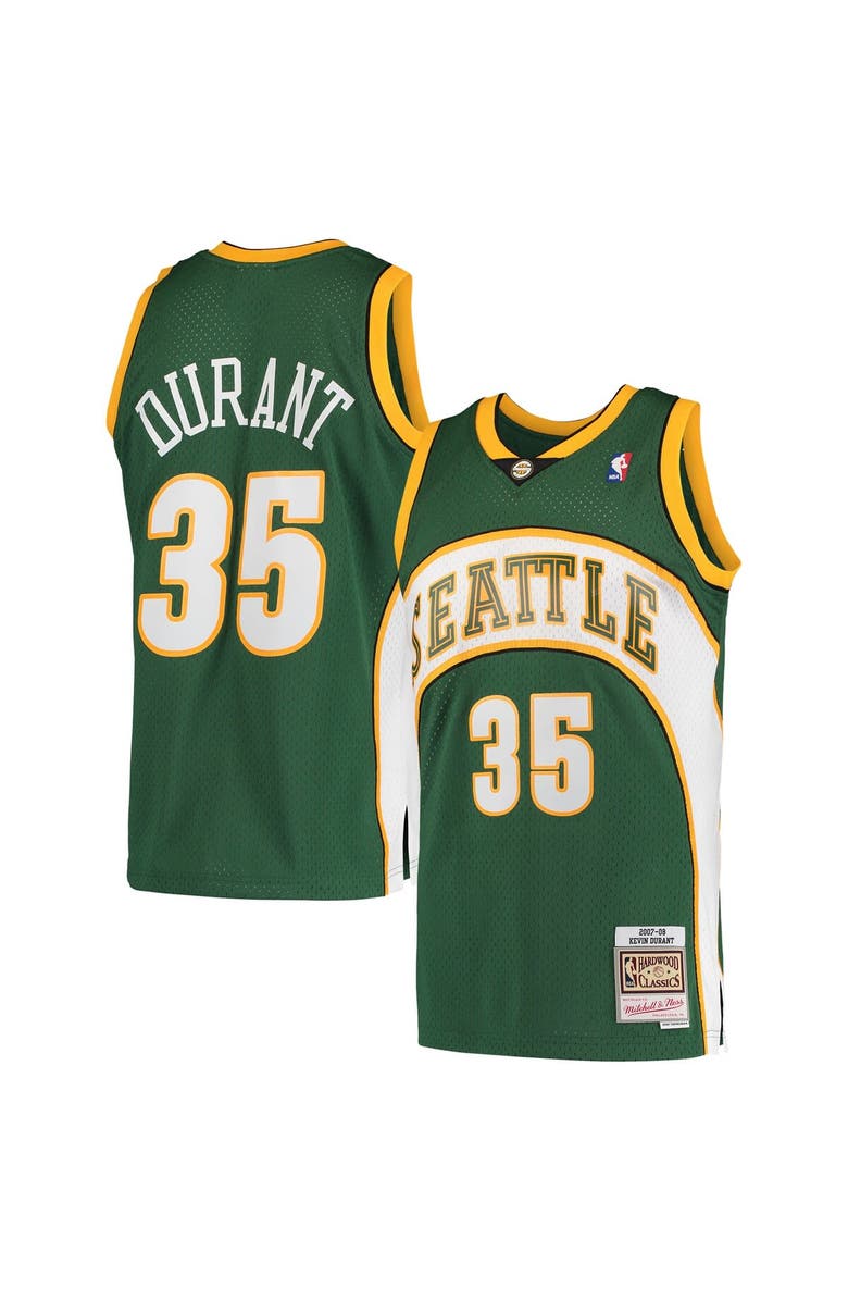 Mitchell & Ness Men's Mitchell & Ness Kevin Durant Green Seattle SuperSonics Hardwood Classics Swingman Jersey, Main, color, 